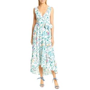 Tanya Taylor Neves Floral Sleeveless High-Low Wrap Dress Size 6